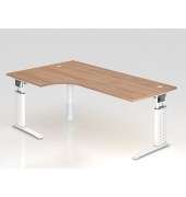 Schreibtisch VUS, manuell h&ouml;henverstellbar, 86cm (H), 200x120cm (BxT), nussbaum / wei&szlig;
