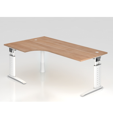 Schreibtisch VUS, manuell h&ouml;henverstellbar, 86cm (H), 200x120cm (BxT), nussbaum / wei&szlig;