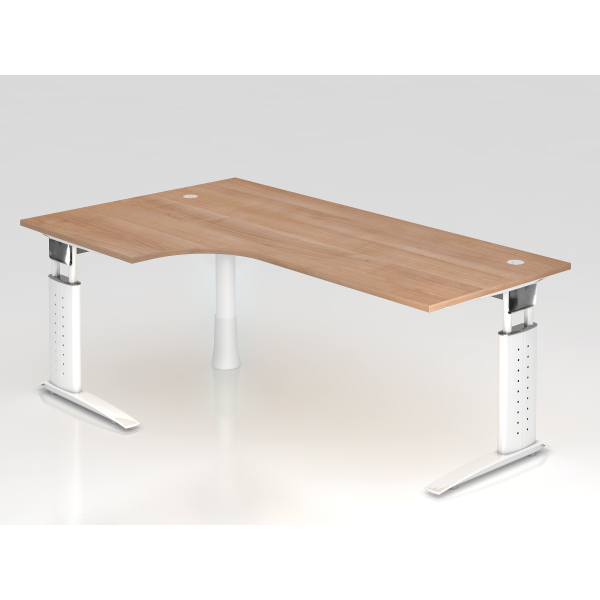 4032062141397 - Schreibtisch VUS manuell höhenverstellbar 86cm (H) 200x120cm (BxT) Nussbaum   weiß 4032062141397 Hammerbacher