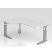 Winkeltisch C-Fu&szlig; 200x120cm 90&deg;Wei&szlig;Silber