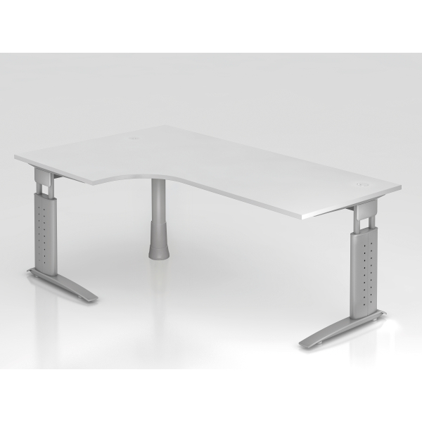 4032062141403 - Schreibtisch VUS manuell höhenverstellbar 86cm (H) 200x120cm (BxT) Weiß   silber 4032062141403 Hammerbacher