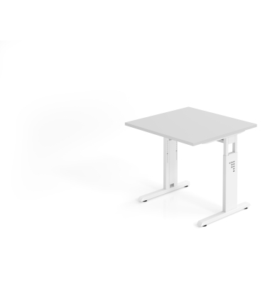 Schreibtisch C-Fu&szlig; 80x80cm GrauWei&szlig;