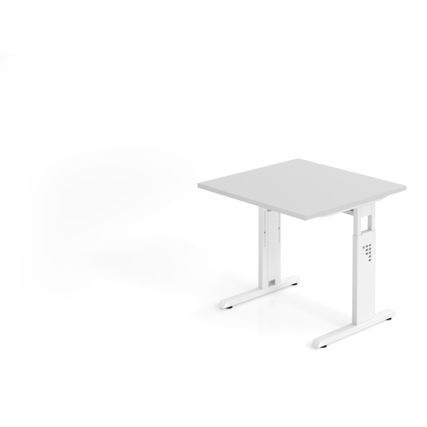 4032062142028 - HAMMERBACHER OS 08 höhenverstellbarer Schreibtisch lichtgrau quadratisch C-Fuß-Gestell weiß 800 x 800 cm