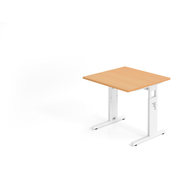 4032062142035 - HAMMERBACHER OS 08 höhenverstellbarer Schreibtisch buche quadratisch C-Fuß-Gestell weiß 800 x 800 cm