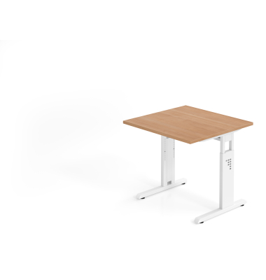 Schreibtisch C-Fu&szlig; 80x80cm NussbaumWei&szlig;