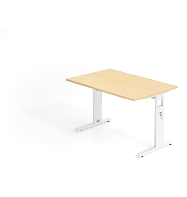 Schreibtisch VOS, manuell h&ouml;henverstellbar, 85cm (H), 120x80cm (BxT), ahorn / wei&szlig;