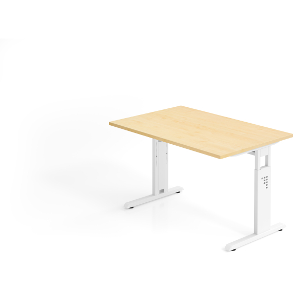 4032062142073 - HAMMERBACHER OS 12 höhenverstellbarer Schreibtisch ahorn rechteckig C-Fuß-Gestell weiß 1200 x 800 cm