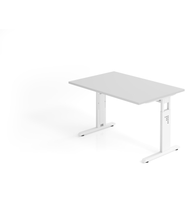 Schreibtisch VOS, manuell h&ouml;henverstellbar, 85cm (H), 120x80cm (BxT), grau / wei&szlig;