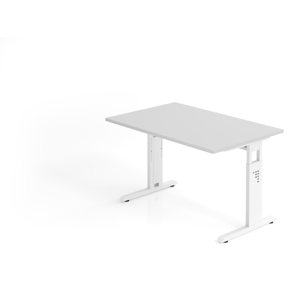 4032062142080 - HAMMERBACHER OS 12 höhenverstellbarer Schreibtisch lichtgrau rechteckig C-Fuß-Gestell weiß 1200 x 800 cm