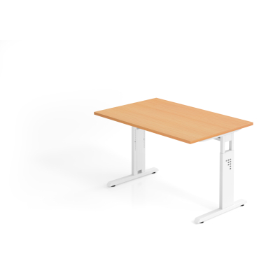 Schreibtisch VOS, manuell h&ouml;henverstellbar, 85cm (H), 120x80cm (BxT), buche / wei&szlig;