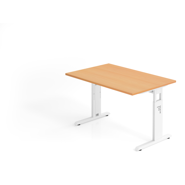 4032062142097 - HAMMERBACHER OS 12 höhenverstellbarer Schreibtisch buche rechteckig C-Fuß-Gestell weiß 1200 x 800 cm