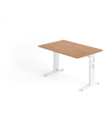 Schreibtisch VOS, manuell h&ouml;henverstellbar, 85cm (H), 120x80cm (BxT), nussbaum / wei&szlig;
