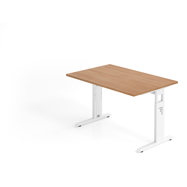 4032062142103 - Schreibtisch VOS manuell höhenverstellbar 85cm (H) 120x80cm (BxT) Nussbaum   weiß 4032062142103 Hammerbacher