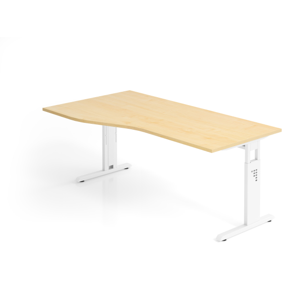 4032062142202 - HAMMERBACHER OS 18 höhenverstellbarer Schreibtisch ahorn Trapezform C-Fuß-Gestell weiß 1800 x 800 1000 cm