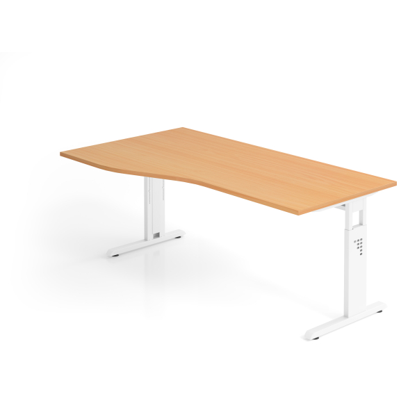 4032062142226 - HAMMERBACHER OS 18 höhenverstellbarer Schreibtisch buche Trapezform C-Fuß-Gestell weiß 1800 x 800 1000 cm