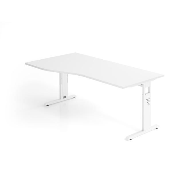 4032062142240 - HAMMERBACHER OS 18 höhenverstellbarer Schreibtisch weiß Trapezform C-Fuß-Gestell weiß 1800 x 800 1000 cm