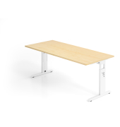 Schreibtisch VOS, manuell h&ouml;henverstellbar, 85cm (H), 180x80cm (BxT), ahorn / wei&szlig;