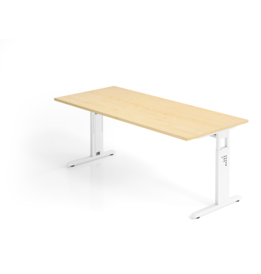Schreibtisch VOS, manuell h&ouml;henverstellbar, 85cm (H), 180x80cm (BxT), ahorn / wei&szlig;