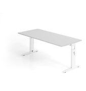 Schreibtisch VOS, manuell h&ouml;henverstellbar, 85cm (H), 180x80cm (BxT), grau / wei&szlig;