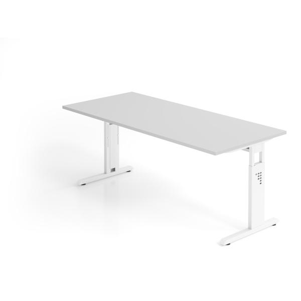 4032062142271 - HAMMERBACHER OS 19 höhenverstellbarer Schreibtisch lichtgrau rechteckig C-Fuß-Gestell weiß 1800 x 800 cm