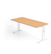 Schreibtisch VOS, manuell h&ouml;henverstellbar, 85cm (H), 180x80cm (BxT), buche / wei&szlig;
