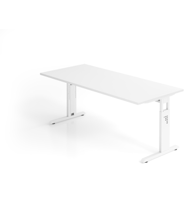Schreibtisch VOS, manuell h&ouml;henverstellbar, 85cm (H), 180x80cm (BxT), wei&szlig; / wei&szlig;
