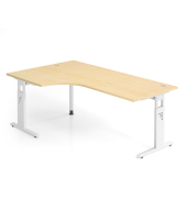 Schreibtisch VOS, manuell h&ouml;henverstellbar, 85cm (H), 200x120cm (BxT), ahorn / wei&szlig;