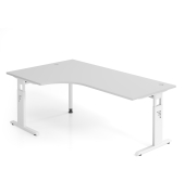Winkeltisch C-Fu&szlig; 200x120cm 90&deg;GrauWei&szlig;