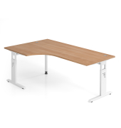 Winkeltisch C-Fu&szlig; 200x120cm 90&deg;Nussb.Wei&szlig;