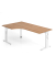 Schreibtisch VOS, manuell h&ouml;henverstellbar, 85cm (H), 200x120cm (BxT), nussbaum / wei&szlig;