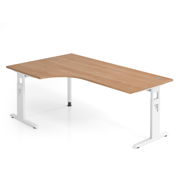 4032062142479 - Schreibtisch VOS manuell höhenverstellbar 85cm (H) 200x120cm (BxT) Nussbaum   weiß 4032062142479 Hammerbacher