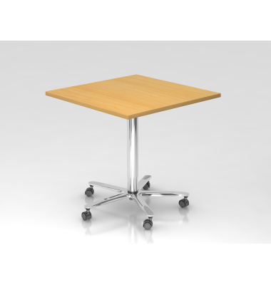 Sitz-Steh-Schreibtisch VST, mechanisch h&ouml;henverstellbar, 80x80cm (BxT), buche / chrom