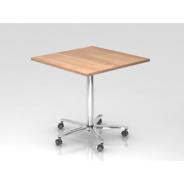 4032062144190 - Sitz-Steh-Schreibtisch VST mechanisch höhenverstellbar 80x80cm (BxT) Nussbaum   chrom 4032062144190 Hammerbacher