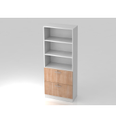 Regal 5OH, 2HR,Sockelblende RE Wei&szlig;Nussb.