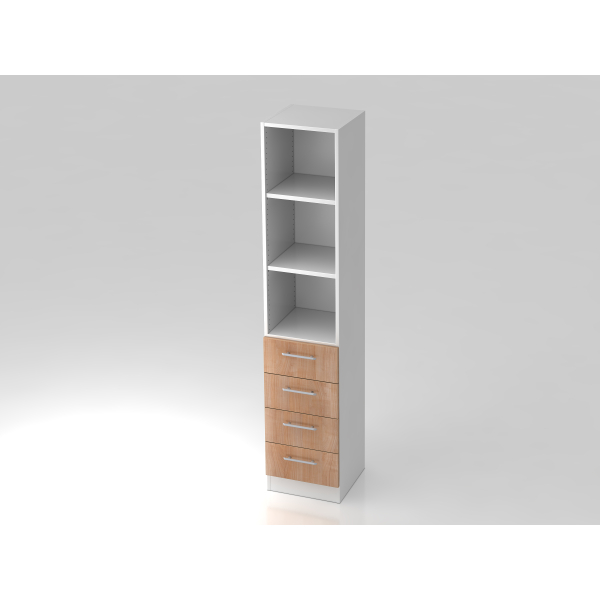 4032062146675 - PRO SIGNA G 7600 RE - 5 OH Weiß Nussbaum Schrank mit 4 Schüben Relinggriff Kunststoff