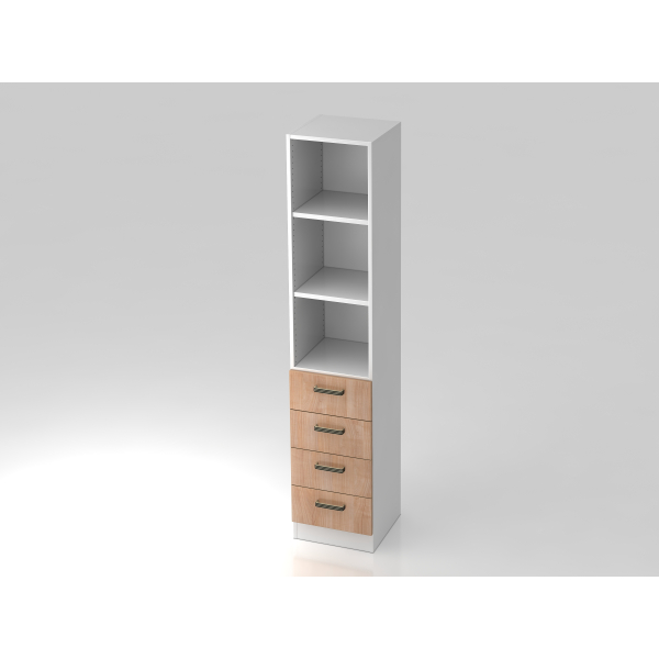 4032062146682 - PRO SIGNA G 7600 SG - 5 OH Weiß Nussbaum Schrank mit 4 Schüben Streifengriff Kunststoff