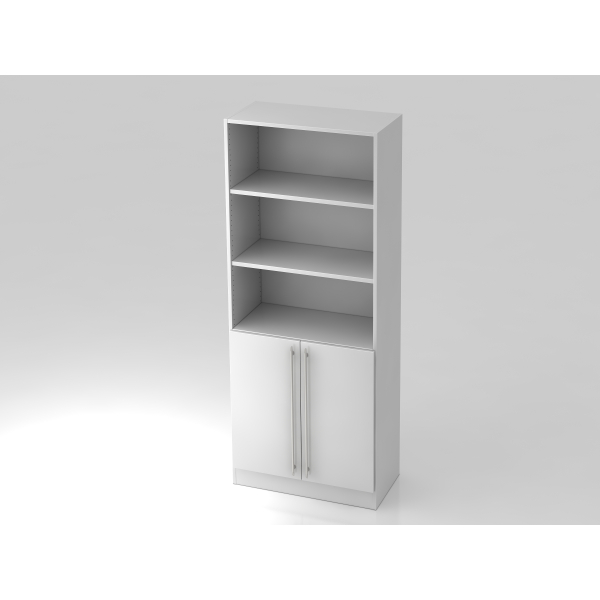 4032062146996 - Regalschrank 2 Fachböden offen 1 Fachboden hinter Türen weiß kaiserkraft