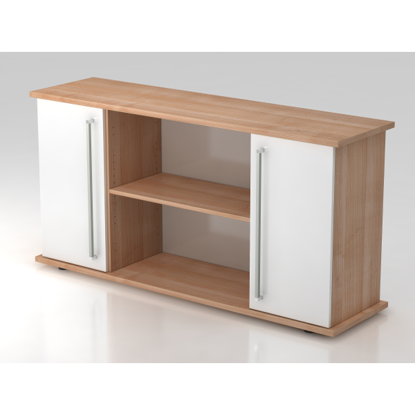 4032062147009 - PRO KAPA SB Sideboard mit Türen - Nussbaum Weiß Sideboard Chromgriff Metall