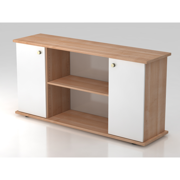 4032062147047 - PRO KAPA SB Sideboard mit Türen - mit Knauf Nussbaum Weiß Sideboard