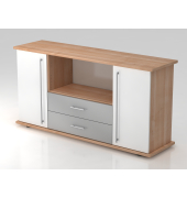 Sideboard 2 T&uuml;ren, 2 Sch&uuml;be RE Nussb.Wei&szlig;