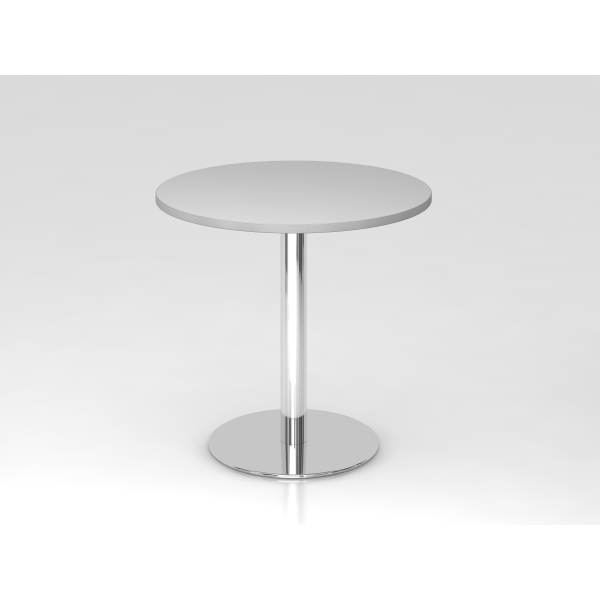 4032062147351 - Besprechungstisch Ø 800 mm 755 mm hoch Gestell verchromt Platte lichtgrau kaiserkraft