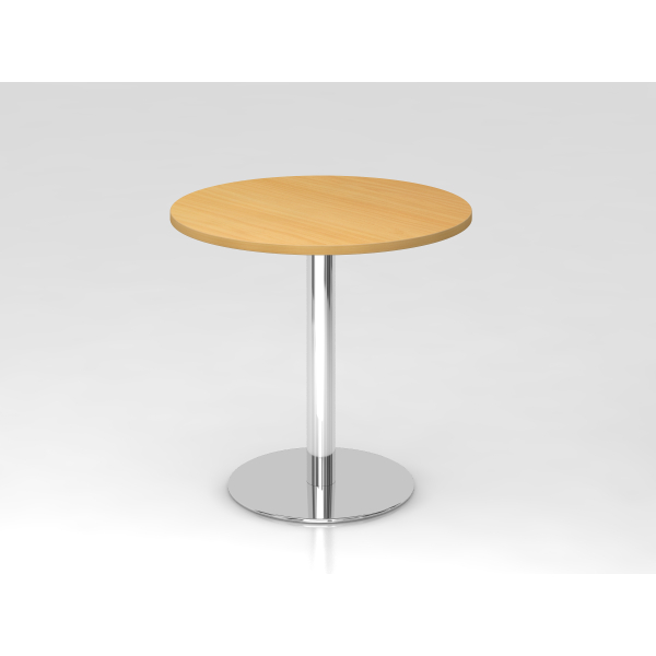 4032062147368 - Besprechungstisch Ø 800 mm 755 mm hoch Gestell verchromt Platte Buche-Dekor kaiserkraft