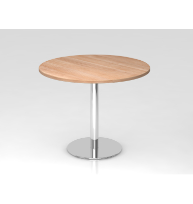 Besprechungstisch STF, 74,5cm (H), 100x100cm (BxT), rund, nussbaum / chrom