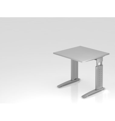 Schreibtisch C-Fu&szlig; 80x80cm GrauSilber