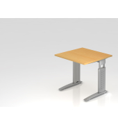 Schreibtisch VUS, manuell h&ouml;henverstellbar, 86cm (H), 80x80cm (BxT), buche / silber