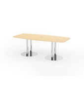 Konferenztisch K-Serie, , 220x103cm (BxT), 8 Personen, Tonnenform, ahorn / chrom