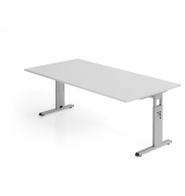 Schreibtisch VOS, manuell h&ouml;henverstellbar, 85cm (H), 200x100cm (BxT), grau / silber