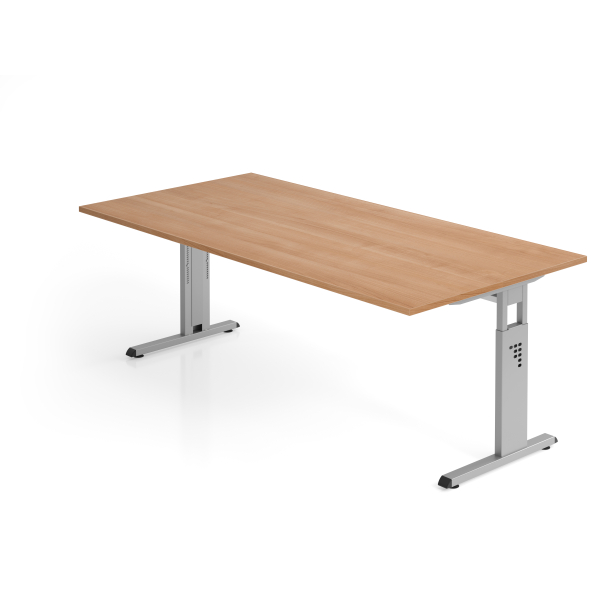 4032062149713 - Schreibtisch VOS manuell höhenverstellbar 85cm (H) 200x100cm (BxT) Nussbaum   silber 4032062149713 Hammerbacher