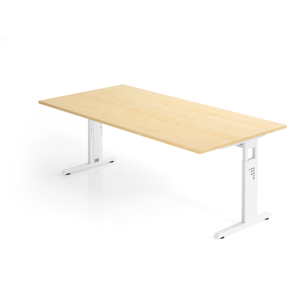 4032062149805 - HAMMERBACHER OS 2E höhenverstellbarer Schreibtisch ahorn rechteckig C-Fuß-Gestell weiß 2000 x 1000 cm