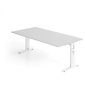 Schreibtisch VOS, manuell h&ouml;henverstellbar, 85cm (H), 200x100cm (BxT), grau / wei&szlig;